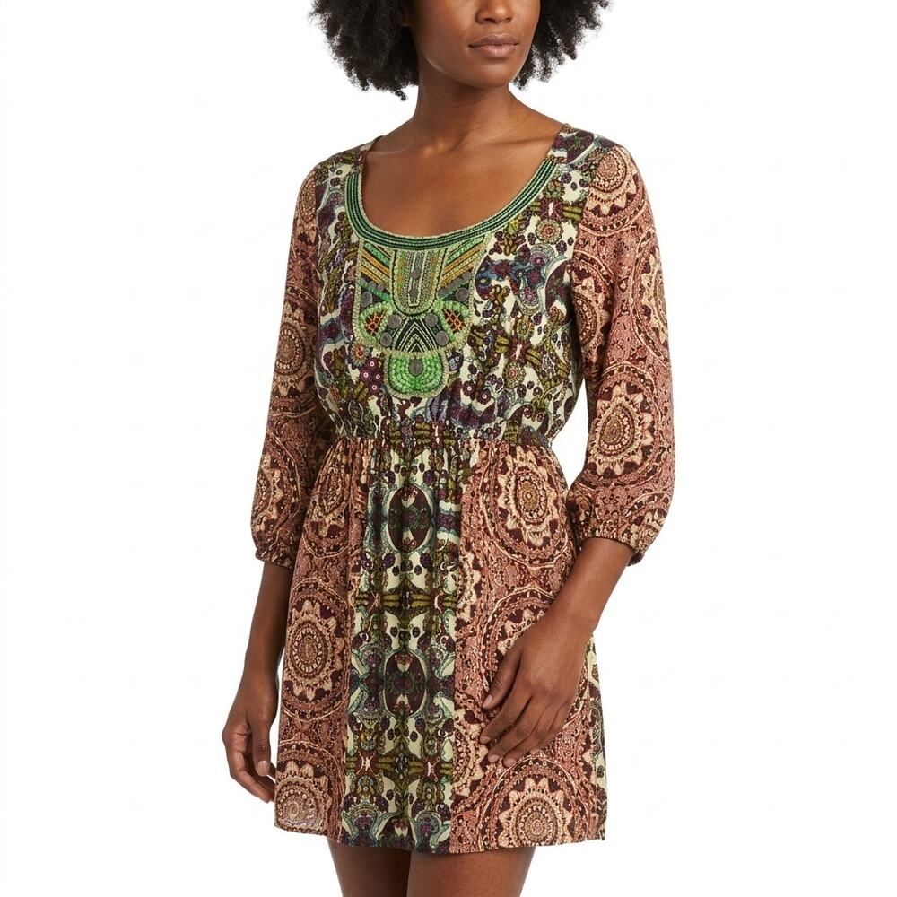oneworld Live Multicolor Short Geometric Dress Women Size S